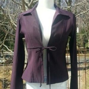 Vintage 90’s Maroon blazer jacket tie front split sleeve sz9